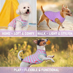 KYEESE 2Pack Dog Shirt, Soft Striped Dogs T Shirts, Lightweight Pet Tank Top, Sleeveless Dog Shirt for Medium Dogs, Stretchy Comfortable Pet Vest, Purple+Blue Striped, 2XL
