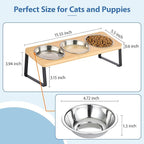 Elevated Cat Bowls, 15° Tilted Raised Cat Food and Water Bowl | Anti-Vomit & Whisker-Friendly Design, 3 Stainless Steel Bowls for Cats and Small Dogs