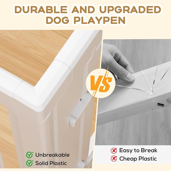 Dog Playpen, Clear Dog Pen, Dog Pen Indoor, Easy to Install and Remove Dog Play Pen, Puppy Playpen Suitable for Dogs, Cats,Dog Playpen Indoor (White, 30.3 inch Height, 8 Panels)