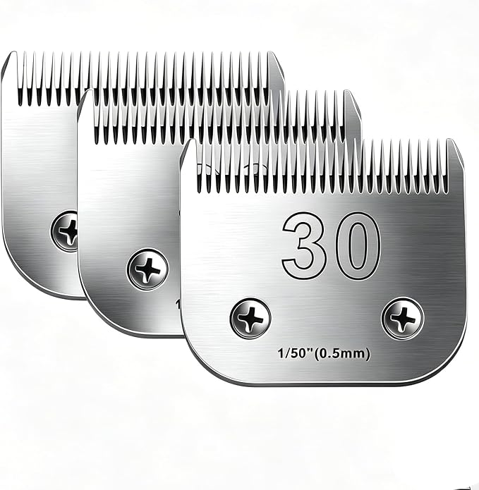 #30 Dog Grooming Replacement Blades Compatible with Andis Clipper | Compatible with Oster A5,Wahl km10 Dog Clippers,Size-#30, 1/50-Inch Cut Length(0.5mm),3-Pack