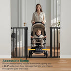Cumbor 29.7-48" Baby Gate for Stairs, Mom's Choice Awards Winner-Dog Gate for Doorways, Auto Close Safety Pet Gate for Dogs Indoor, Easy Install Pressure Mounted Child Gate with Walk Thru Door, Black