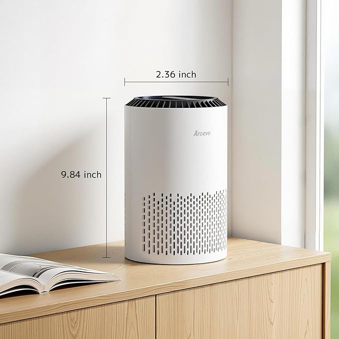 AROEVE Air Purifiers for Bedroom with Sleep Mode Speed Control-MK01A(White) | Energy Star Efficiency, Meet Global Recycled Standard, 360-Degree Air Inlets, 22dB Noise Level, Aromatherapy Function