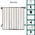 Babelio No Bottom Bar Baby Gate, 28" H x 26-43" W, Black Wood Pattern | Easy Install| One-handed Opening| Auto-close| Drill Needed Indoor Safety Dog/Pet Gate for Stairs, Hallways & Doorways