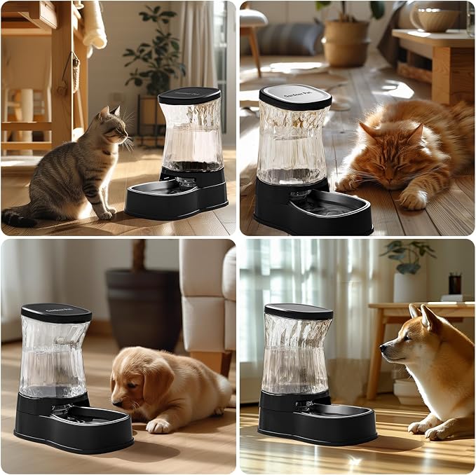 Gardner Pet Automatic Dog Water Dispenser Gravity Stainless Steel Water Waterer Feeder, 100% BPA-Free Large Capacity Water Feeding Bowls for Medium & Large-Sized Dogs Cats Other Pets -(1 Gallon)