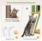 Globlazer Extra Large Cactus Cat Tree, 78 inch Sturdy Tall Cactus Cat Tree Tower for Indoor Multiple Large Adult Cats Kittens with 6 Scratching Posts, Enlarged Top Perch, 2 Padded Condos, S78G, Green