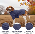 IECOii Dog Sweaters for Medium Dogs Girl Boy,Holiday Knit Doggy Sweatshirt with Sleeve,Turtleneck Thick Warm Dog Sweaters for Winter,Pullover Knitwear for French Bulldog,Boston Terrier (Blue, L)