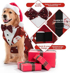 Kuoser Dog Tuxedo, Dog Suit and Bandana Set, Dogs Costume with D-Ring | Formal Dog Outfit with Detachable Bowtie Collar for Wedding, Birthday, Party, Christmas, Halloween, Christmas L