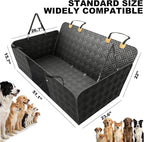 Dog Car Seat Cover, 600D Heavy Duty Waterproof Pet Back Seat Extender with Hard Bottom, Nonslip Scratch Proof Dog Hammock, Machine Washable Car Protector for Cars Trucks SUVs