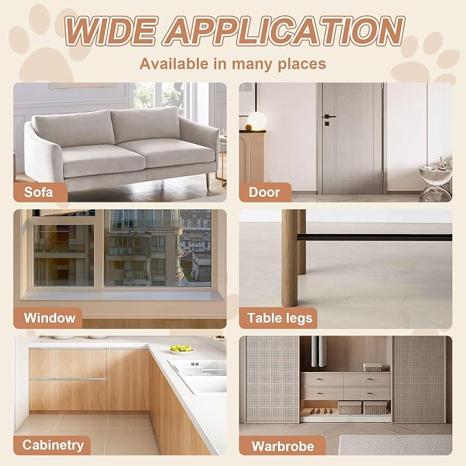 Door Protector from Dog Scratching, 197"x12" Anti Cat Scratch Furniture Protector, Single-Sided Sticky Thicken Vinyl Couch Protector from Cat Claws for Furniture Sofa Door Walls (30 Pins)