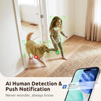 AOQEE 2K Baby Monitor, Security Camera Indoor, 360 Coverage PTZ, G5 1Pack | Baby Monitor with Camera and Audio, Auto Track, Motion Alert, Night Vision, Human Detection, Local TF Card & Cloud Storage