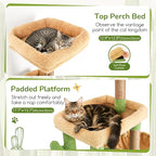 Globlazer 52in Cactus Cat Tree Tower for Indoor Cats, 2 Condos, S52, Green | Multi-Level Plush House, 5 Sisal Scratching Posts, 2 Padded Top Perches, Big Metal Basket, Stable Enlarged Base