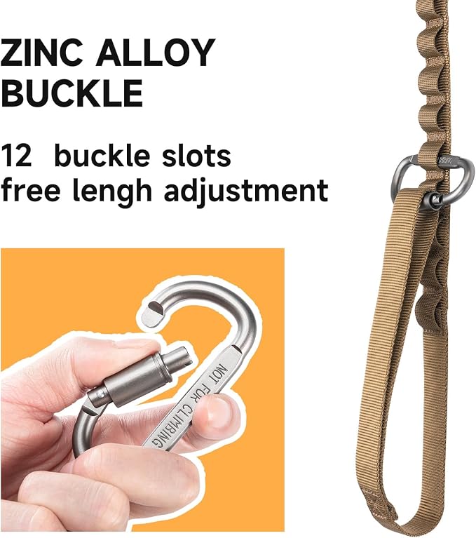 EXCELLENT ELITE SPANKER Tactical Military Bungee Nylon Dog Leash Adjustable | Adjustable No Pull Leads Rope Quick Release with 2 Control Handle heavy duty durable for training huntingfor medium large dog