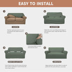 Easy-Going 100% Waterproof Oversized Loveseat Cover, Couch Cover for Sofa | Dual Waterproof Sofa Cover, Stretch Jacquard Sofa Slipcover, Leakproof Furniture Protector for Kids Pets Dog, Grayish Green