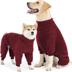 Dog Winter Coat, Warm Fleece Dog Jacket, Windproof Pullover Jumpsuit, Full Body Pajamas Onesie, Cold Weather Clothes for Medium Large Dog(2XL,Red)
