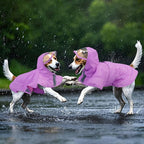 Kuoser Dog Raincoat, Waterproof Dog Rain Jacket with Clear Hooded Double Layer, Lightweight Reflective Dogs Rain Coat with Adjustable Belly Strap, Rain Coats for Medium Large Dogs Outdoor Wear, Pink L