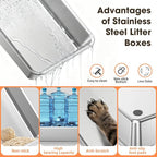 XXXL Stainless Steel Litter Box with Lid，28.3" L x 20.2" W x 17.3" H | Extra Large Enclosed Metal Cat Litter Box for Large Cat and Multiple Cats,Non-Sticky, Anti-Leakage, Easy to Clean