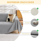 Deep Dream Waterproof Couch Covers for 3 Cushion Couch, Cat-Scratch Resistant Sofa Cover, Pet Friendly Anti Slip Sofa Slipcovers Furniture Protector Washable Sofa Covers, 91" x 118", Light Grey