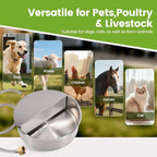 Automatic Dog Water Bowl Dispenser Large Breed Outdoor Pet Water Fountain with Float Valve 6.5L Heavy-Duty Stainless Steel Auto Waterer for Large Dogs Cats Puppy Chicken (1 Drinking Port)