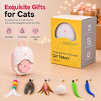 Interactive Cat Toys for Indoor Cats,Automatic Hanging Door Cat Teaser Feather Toy with 6 Accessories,2 Modes,Auto Pause & USB Rechargeable Electric Cat Chase Toy,Safe for Bored Adult Kitten-Pink