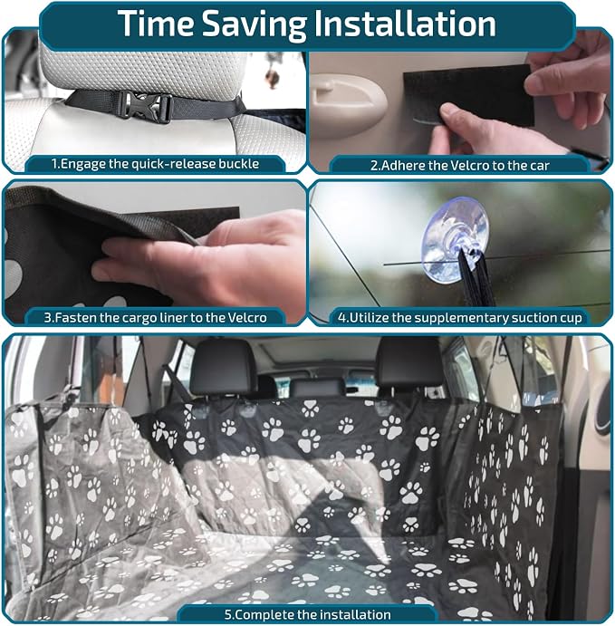 Veckle SUV Cargo Liner for Dogs - Trunk Cover with Bumper Flap Protector | Waterproof Pet Cargo Cover with Side Flaps, Dog Car Seat Cover with Non-Slip Trunk Mat, Prevents Scratches Pet Hair Mud Dirt