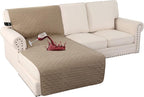 Turquoize 100% Waterproof Sofa Covers Chaise Lounge L Shape Sofa Protector Slip Cover Triple Non-Slip Sofa Slipcover for Sectional Couch Cover for Pets, Kids (Chaise, Khaki)