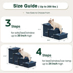 Love's cabin Dog Stairs for High Bed, Foldable Pet Stairs for Small Medium or Large Dogs Puppy with Storage for Bed or Couch, Cat Dog Steps Ramp with Zip up to 200 lbs, Navy Blue, 3 Steps