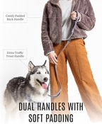 Fei & Eve Classic Dog Leash | Soft-Touch 210D Nylon, Dual Padded Handles, Traffic Handle, Tangle-Free, Heavy Duty, Twilight Gray, 4FT
