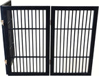 Urnporium Pet Dog Gate Freestanding, Strong Durable Folding Wooden Fence, Portable Acacia Hardwood Safety Barrier for Indoor & Outdoor Use (Black Pet Gate, 3 Panel 30" Tall)