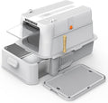 Wooaidagg Enclosed Stainless Steel Cat Litter Box with Odor Control, Modular Design with Drawer and Flip Door, Easy to Clean and Wash,Non-Stick Interior,Extra Large Size Fits All Cats(Light Grey)