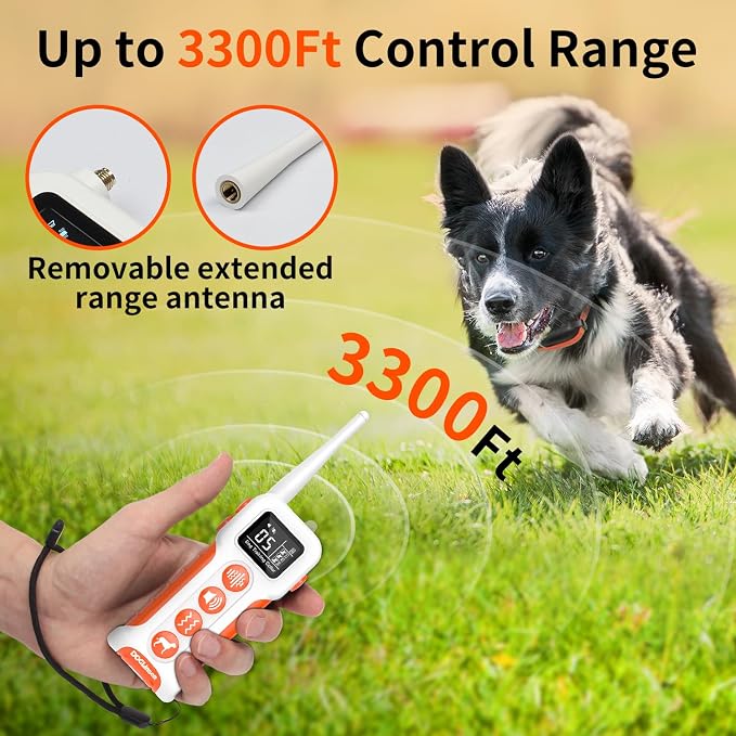 No Shock Dog Training Collar with Remote 3300ft Range | Vibrating Dog Collar, Vibration Collar for Small Medium Large Dogs, 9 Style Tones and Vibration Collar