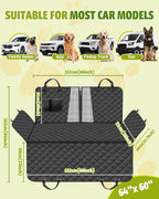Victoper Dog Car Seat Cover, 600D Heavy Dute Car Seat Cover for Dogs Pets, 100% Waterproof Anti-Scratch Nonslip Dog Hammock for Cars, Seat Covers Protector with Seatbelt for Sedan SUV Truck XL Black