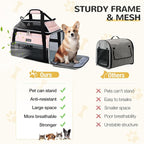Lekereise Top-Expandable Pet Carrier 17x11x9.5 Inch Alaska Hawaiian Airline Approved Soft Sided Underseat with Locking Safety Zippers Anti-Scratch Mesh