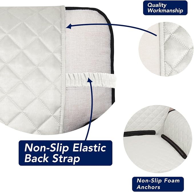PureFit Reversible Quilted Couch Covers for Dogs Loveseat Sofa Cover 46.5” | Ivory/Ivory, Water Resistant Couch Protector, Washable Pet Couch Cover with Non Slip and Elastic Straps For Kids