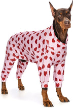 Dog Pajamas Lightweight Dog Onesies Soft Stretchy Tiny Outfit Clothes for Small Medium Large Puppy Pjs Clothes Doggie Cat Pet Boys Girls Outfit (X-Large (30-40lb, Red Heart)