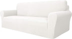 MAXIJIN Super Stretch Couch Cover for 3 Cushion Couch, 1-Piece Universal Sofa Covers Living Room Jacquard Spandex Furniture Protector Dogs Pet Friendly Fitted (Extra Large, White)
