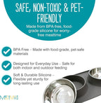Messy Mutts Double Silicone Dog Feeder, Stainless Bowls, Large, Grey | Non-Slip Silicone Double Dog Feeder With Two Removable Stainless Steel Bowls For Food And Water