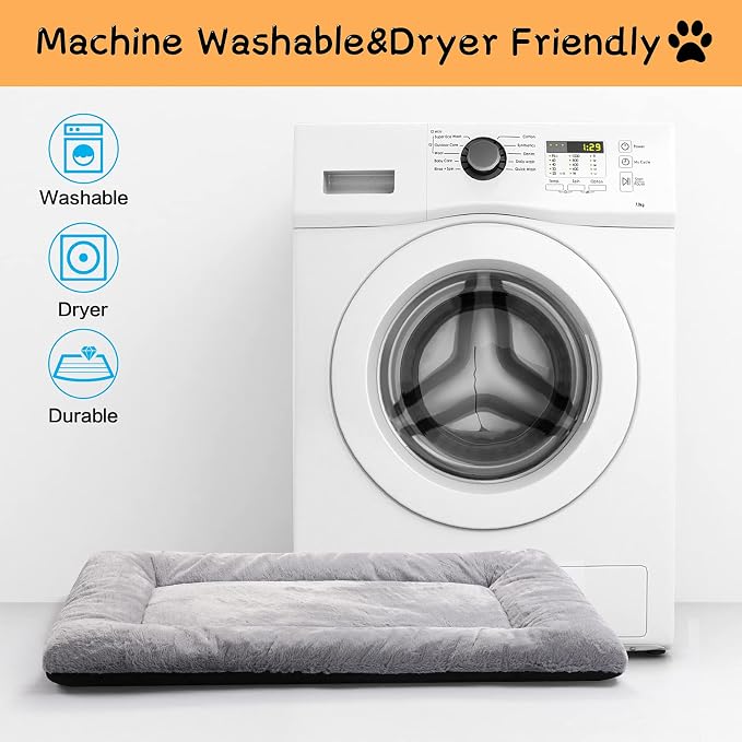 Dog Beds Crate Pad for Medium Dogs Fit Metal Dog Kennel,Ultra Soft Puppy Bed Washable & Anti-Slip Kennel Pad for Dogs Cozy Sleeping Mat,Gray 30inch