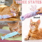 Cat Kicker Toy 3Pcs, Candy Shape Catnip Toys for Cats | Catnip Toys with Crinkle Paper. Indoor Kitten Toy Kicker Pillows.