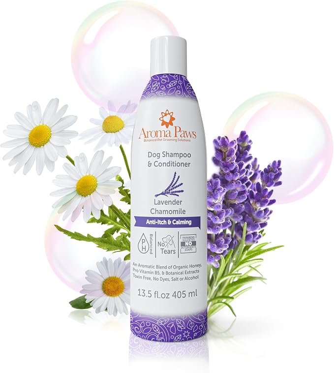 Anti-Itch & Calming Formula 2-in-1 Dog Shampoo & Conditioner - Lavender Chamomile, Tearless, Aroma Paws Sensitive Skin & Itch Relief, Sulfate & Paraben Free, Made in USA 13.5 oz