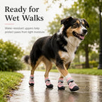 Dog Boots, Waterproof Dog Shoes with Reflective Straps, Rugged Anti-Slip Sole Paw Protectors for Medium Large Dogs, Breathable Pet Booties for Hot Pavement, Snow, Hiking, 4Pcs