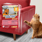 Panther Armor Cat Furniture Protector, 12 Clear Sheets with Twist Pins | Solid barrier shield, not a sticky deterrent. Couch protector from cat claws. 6 XL plus 6 large sheets, removable