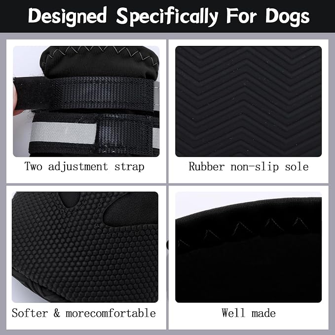 Winter Dog Boots - Non-Slip Dog Shoes for Snow/Summer Hot Pavement, Reflective Dog Booties & Paw Protectors for Medium/Large Dogs