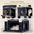 Globlazer Large Cat Tree, 80in Tall Climbing Tower, F80F, Dark Grey | Multi-Level Cat Scratching Tower for Indoor Multiple Large Adult Cats Kittens with 3 Cat Caves, 3 Hanging Baskets
