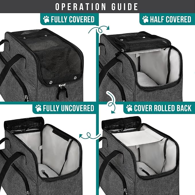 PetAmi Small Dog Purse Carrier, Soft-Sided Pet Carrier Bag with Pockets, Portable Puppy Cat Travel Handbag Tote, Airline Approved Breathable Mesh, Poop Bag Dispenser, Sherpa Bed, Max 18 lbs, Dark Gray