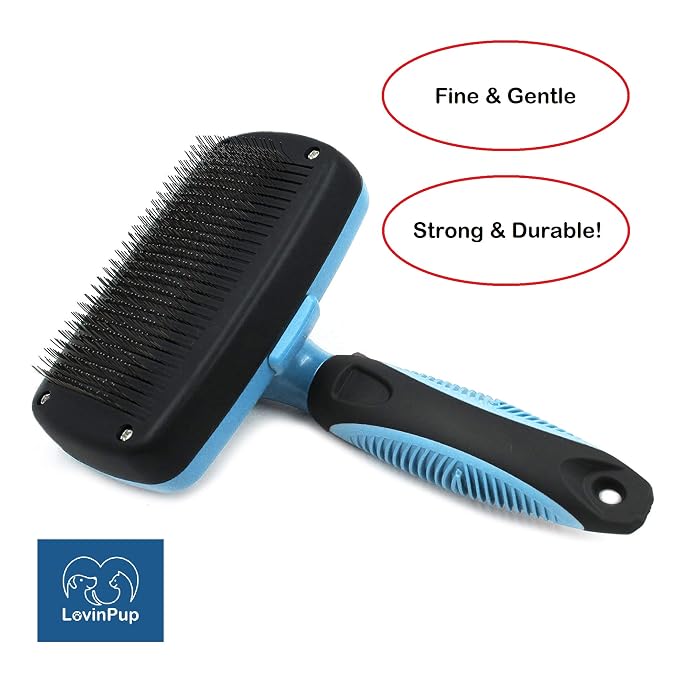 Pet Slicker Brush – Self Cleaning Brush for Dogs & Cats | Retractable Bristles for All Hair Types – Massaging Pins Remove Tangles & Mats Painlessly – Durable Grooming Tool for Pets