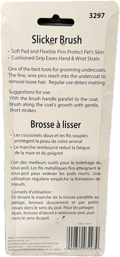 Miracle Care Small Slicker Brush for Cats | Grooming Brush Removes Loose Undercoat, Reduce Shedding and Matting, Flexible Pins Protect Skin, Ergonomic & Cushioned Handle
