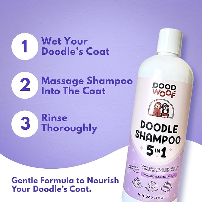 Dood Woof Dog Shampoo and Conditioner for Doodle - All Natural Dog Shampoo for Smelly Dogs, Sensitive Skin Pet Shampoo for Dogs, Goldendoodle, Doodles, Poodle, Puppy Shampoo and Conditioner - Dog Soap