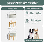 Havniva Dog Bowls Elevated, Ceramic Dog Food and Water Bowl | 7.3” Raised Dog Food Bowl, Elevated Dog Bowls with Bamboo Stand, Non-Slip Dog Water Bowl for Medium Dog, Large Capacity