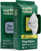 Earth Rated Dog Wipes for Paws & Butt, Deodorizing, Lavender, 200ct | Hypoallergenic, 3-in-1 Cleaning and Hydrating, for Grooming Paws, Body and Butt