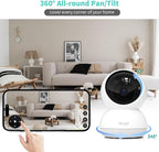 Alaga Indoor Security Camera,3K 5G and 2.4G WiFi, 360° Pan/Tilt, Human/Pet/Motion AI, Night Vision, Speaker, Indoor Camera with Phone App, Compatible with Alexa & Google Assistant，2-Pack White